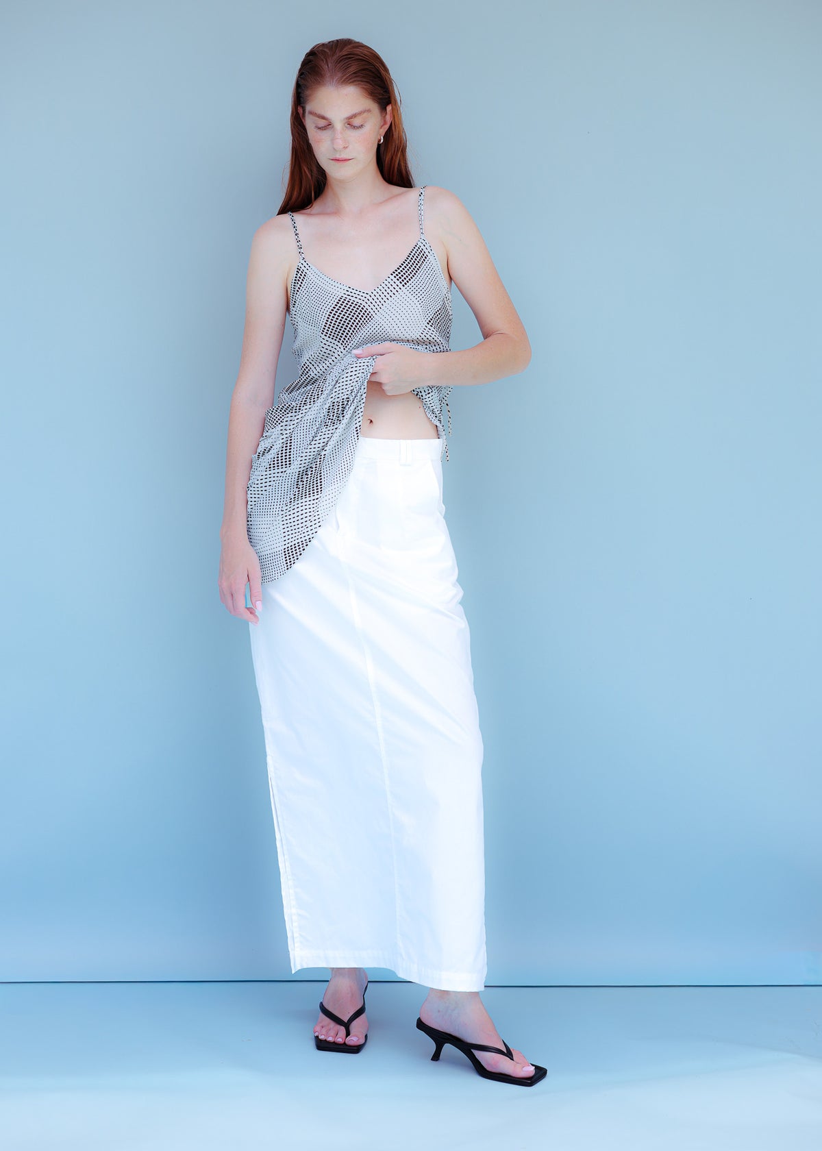 maeve blue and white dress ACACIA - Pre-Fall 2026 pattern:SOLID Slate Grey Dresser | Size:3X(24W) 46% Tencel